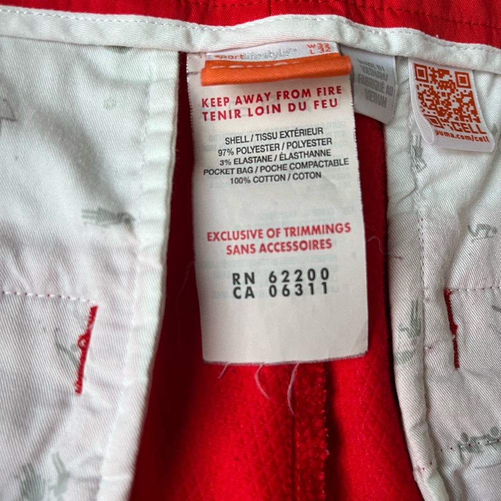 Puma Men's Red Golf Pants - Picture 3 of 8